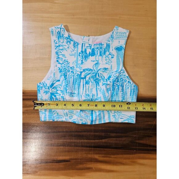 Lilly Pulitzer Blue / White Crop Top Size 00 - Picture 5 of 5